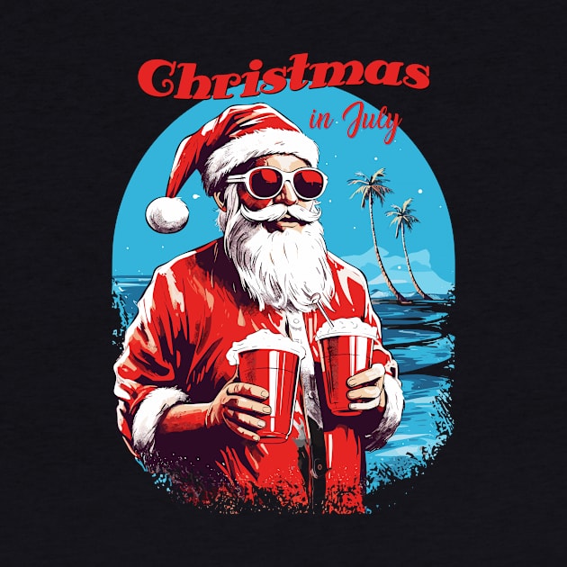 Santa's Vacation Vibes | "Christmas in July" Santa Tee by Indigo Lake